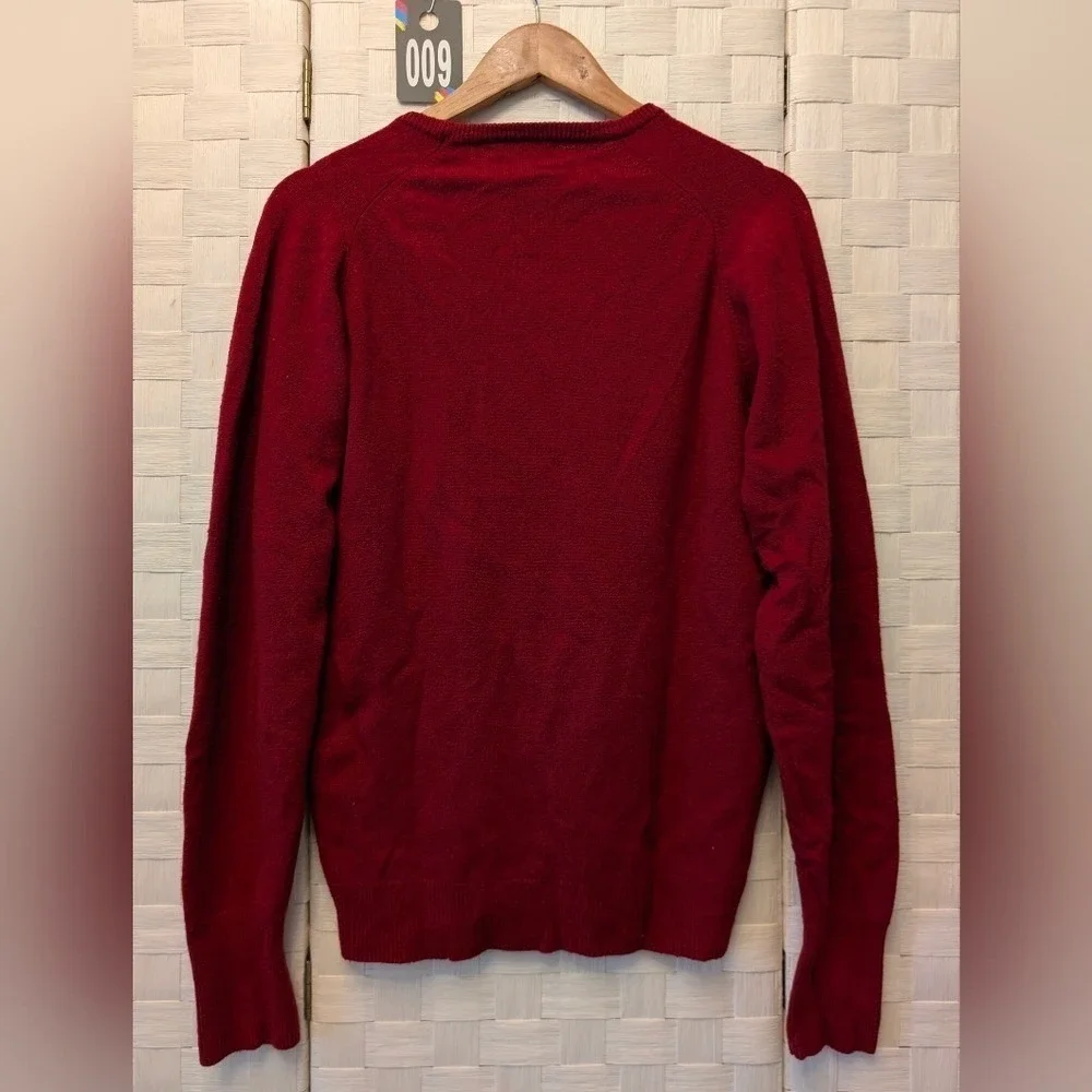 Sakowitz Mens Red 100% 2 Ply Cashmere V-Neck‎ Sweater Vintage Made in USA Medium